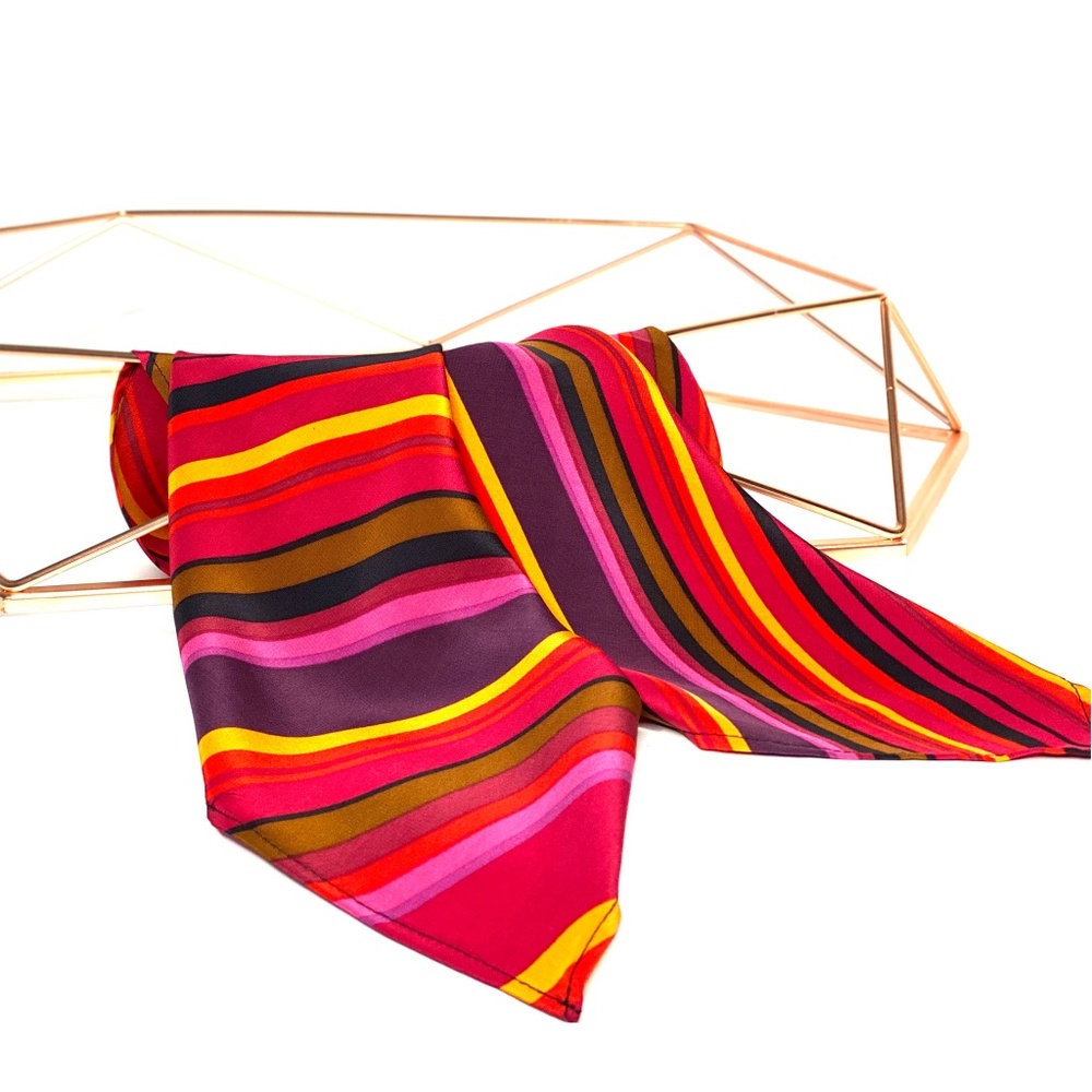 NWT SILKLETTE Sound Waves 100% Fine Silk Kerchief Scarf MULTICOLOR